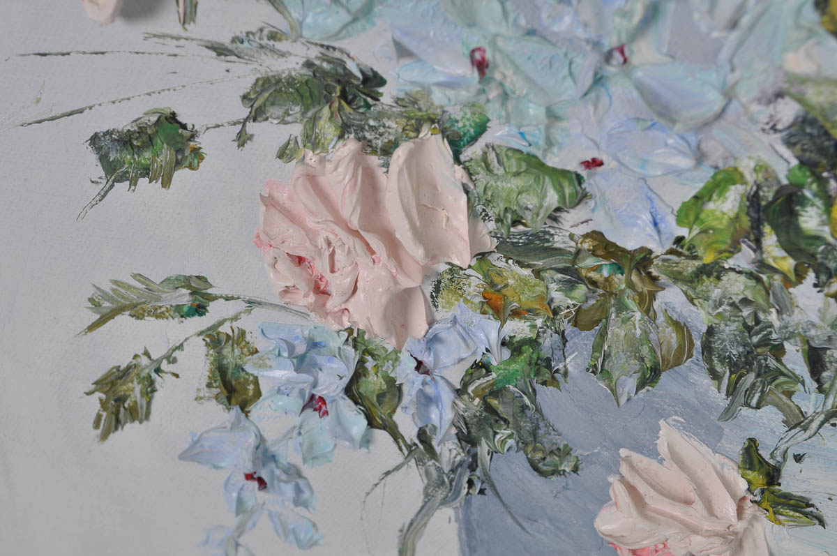 Florine Gompf Signed Oil Painting of Floral Still Life