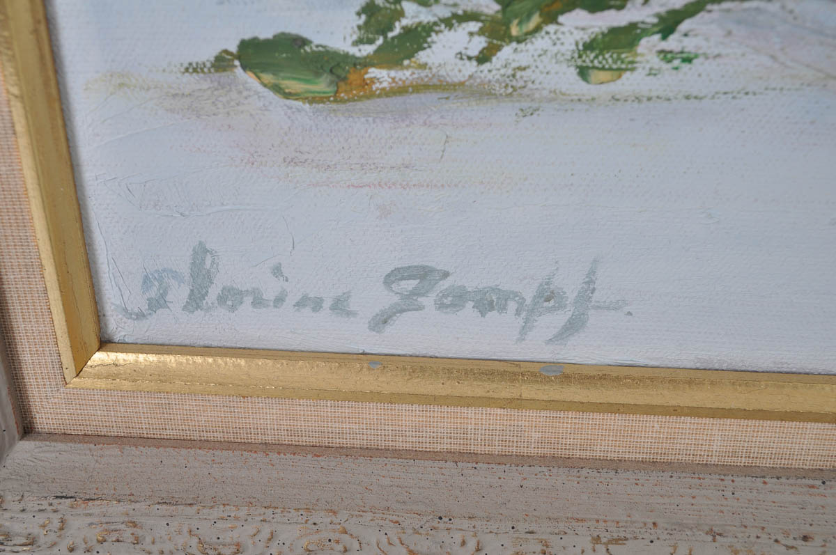 Florine Gompf Signed Oil Painting of Floral Still Life