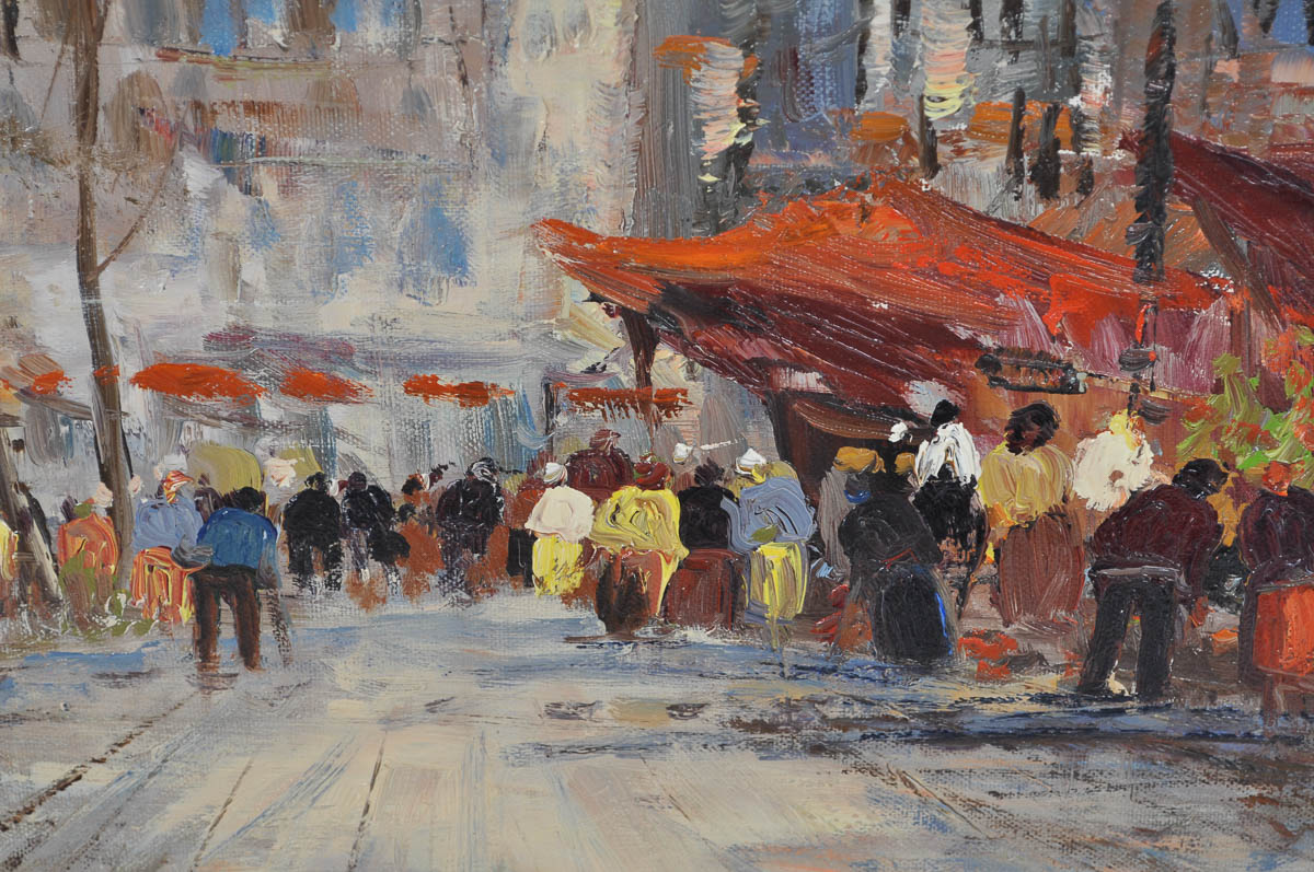 Günter Seekatz Signed Oil Painting of Street Vendors