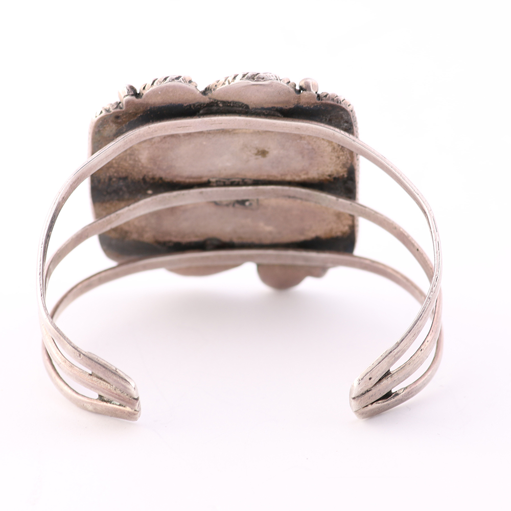 Sterling Cuff Bracelet with Large Natural Turquoise Stone