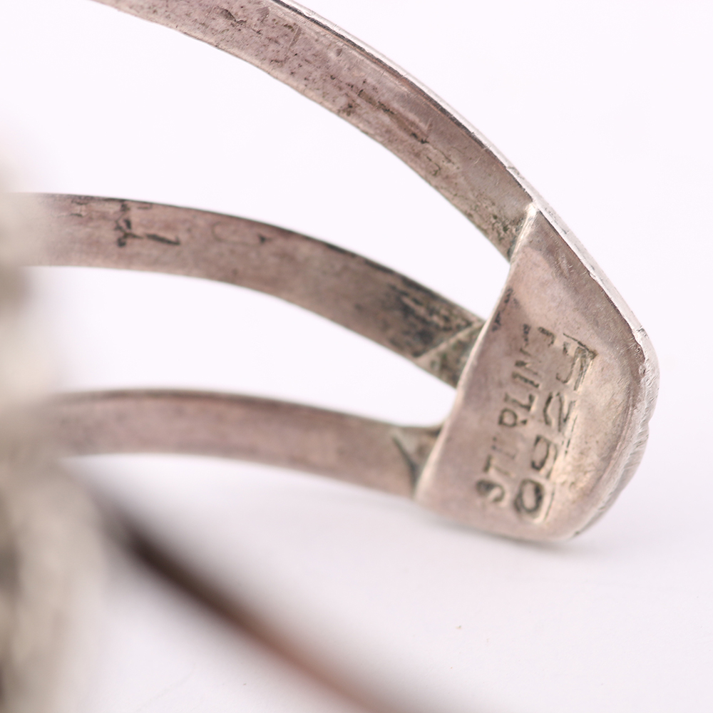 Sterling Cuff Bracelet with Large Natural Turquoise Stone