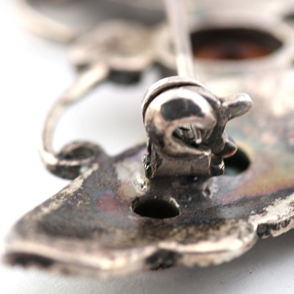 Sterling Marcasite Butterfly Brooch with Citrine, Peridot, Amethyst and Blue Topaz