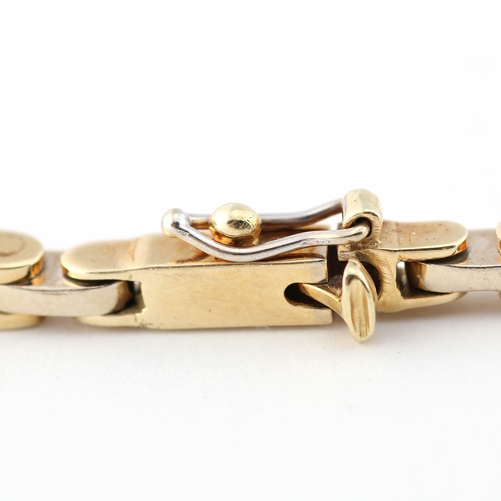 14K Two Tone Gold Sapphire and Diamond Link Bracelet