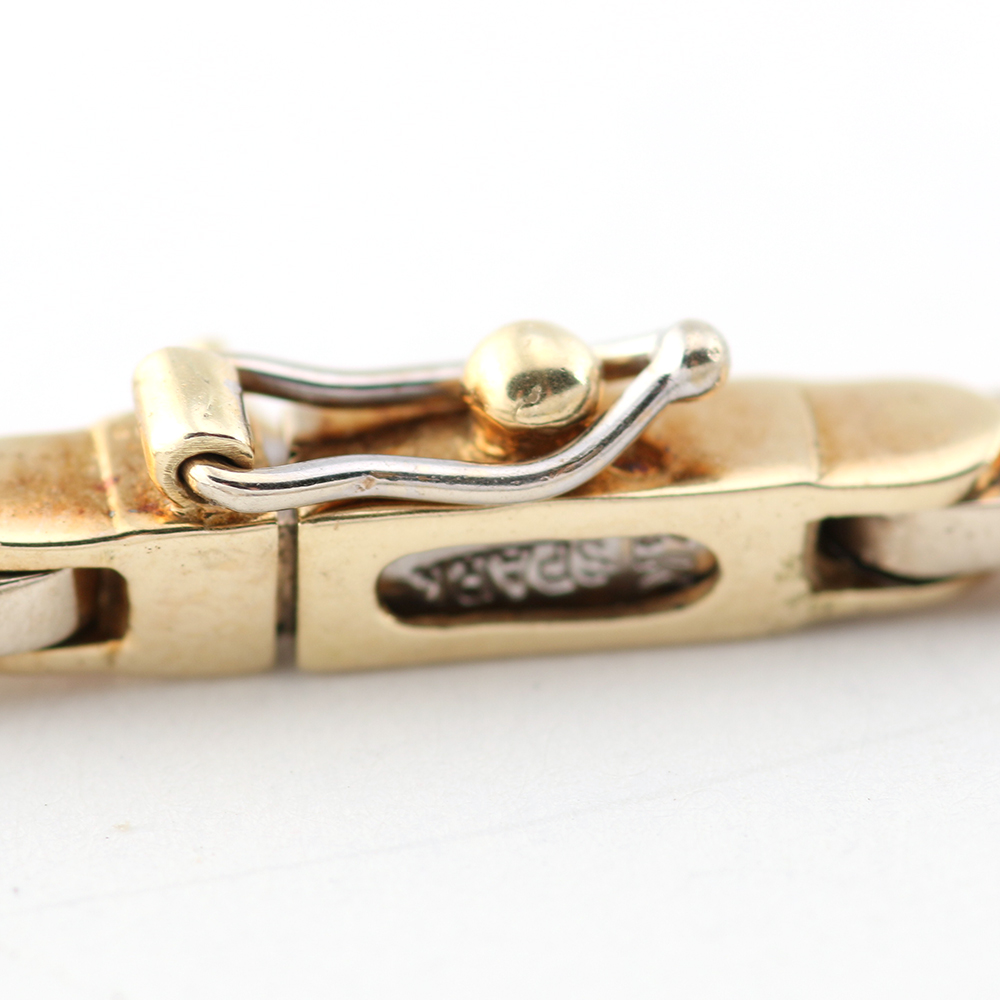 14K Two Tone Gold Sapphire and Diamond Link Bracelet