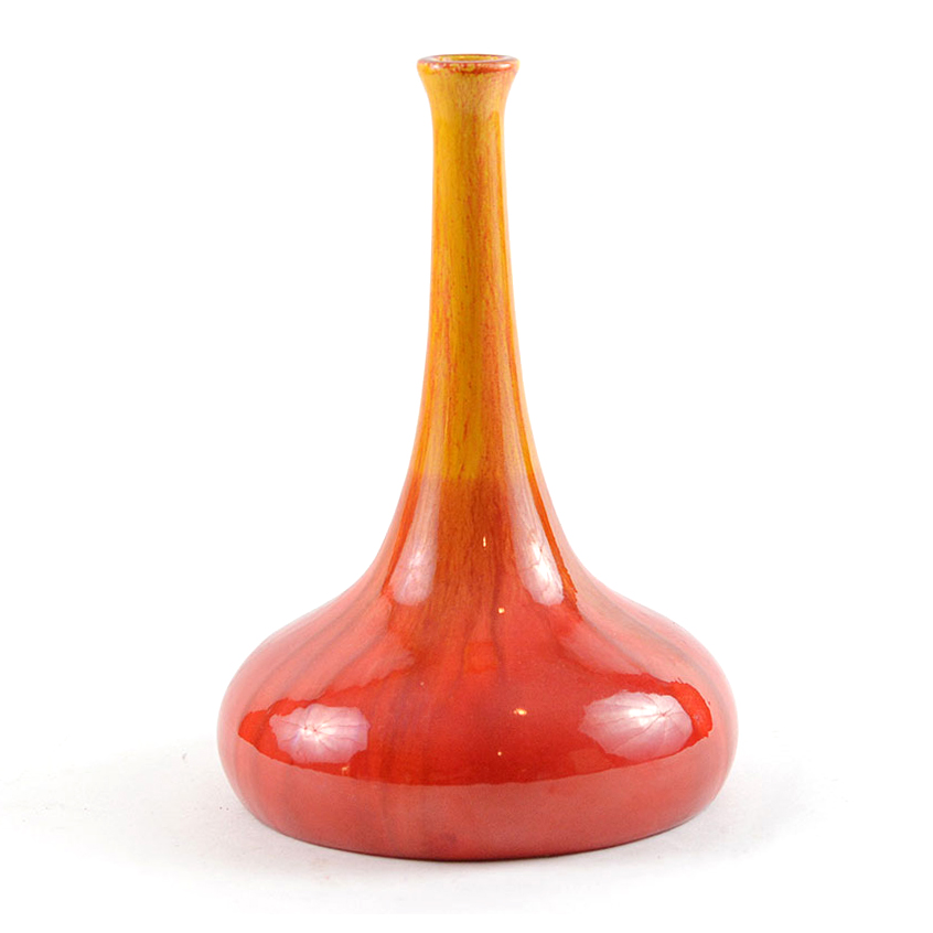 Vibrant Red, Orange, and Gold Gradient Pottery Vase