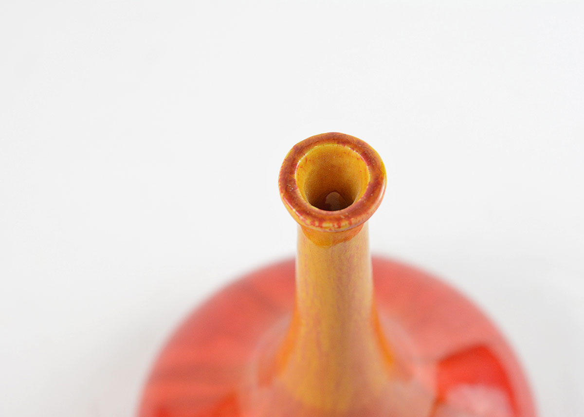 Vibrant Red, Orange, and Gold Gradient Pottery Vase