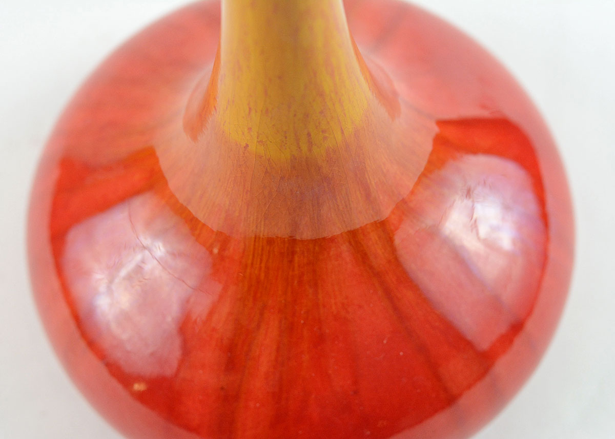 Vibrant Red, Orange, and Gold Gradient Pottery Vase