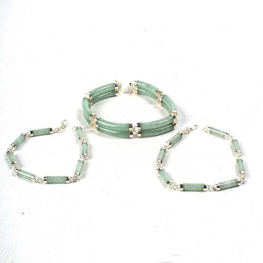 Sterling Silver and Jade Bracelets
