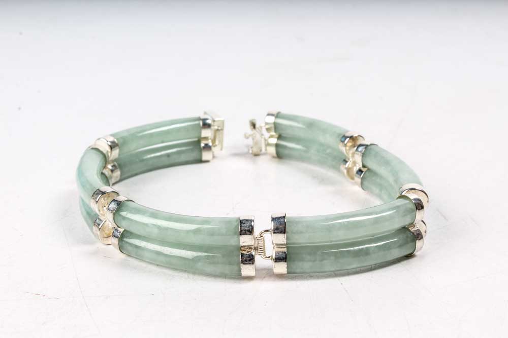 Sterling Silver and Jade Bracelets