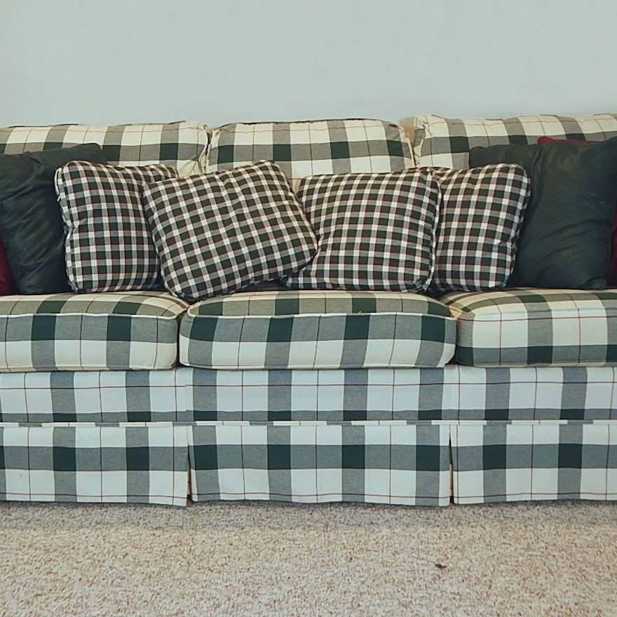 Broyhill Green Plaid Sofa