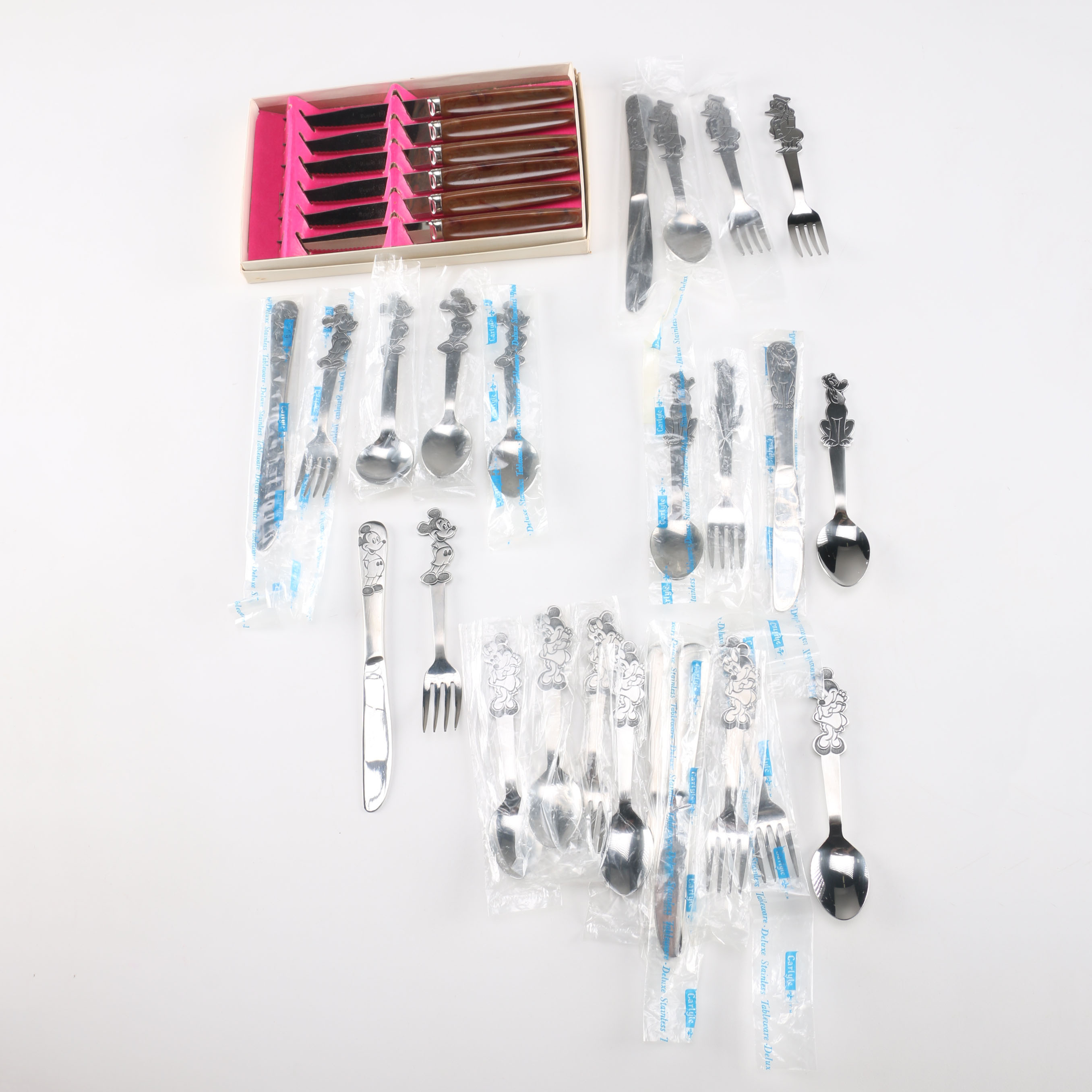 Collection of Disney Themed Cutlery and Set of Steak Knives