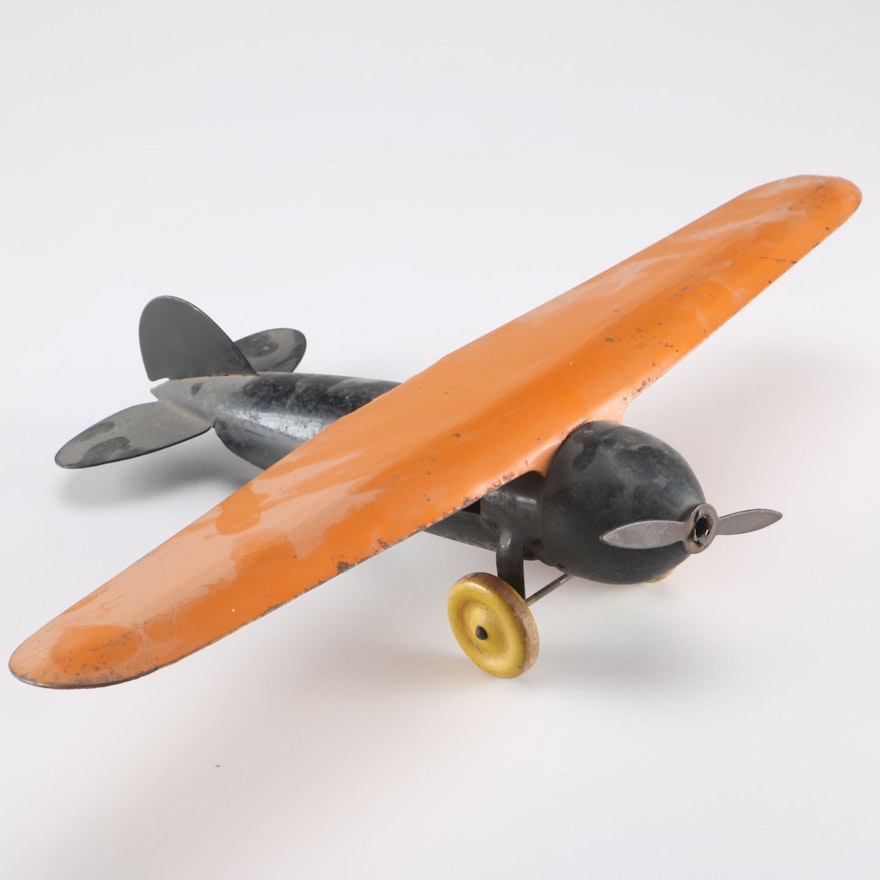 Vintage Antique Pressed Steel Toy Airplane