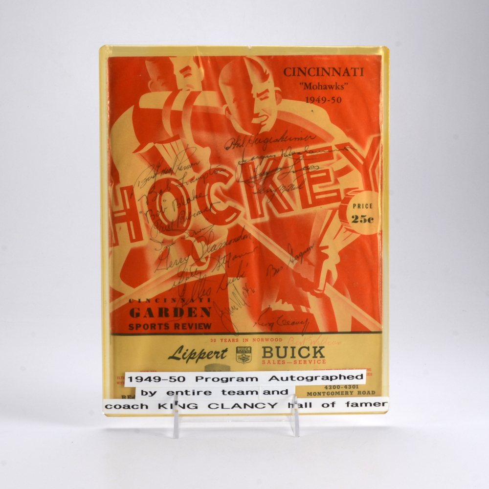 Rare 1949/50 Cincinnati Mohawks Autographed Team Hockey Program
