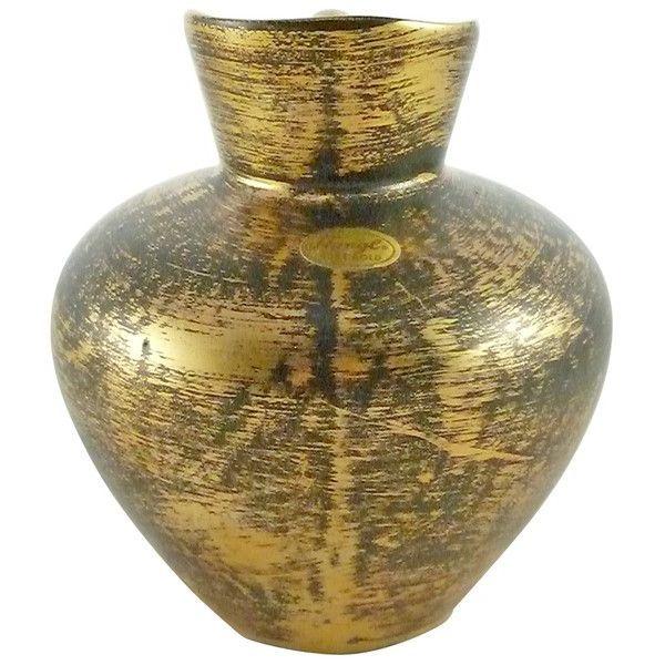 Vintage Stangl Black and Gold Glazed Pottery Pitcher