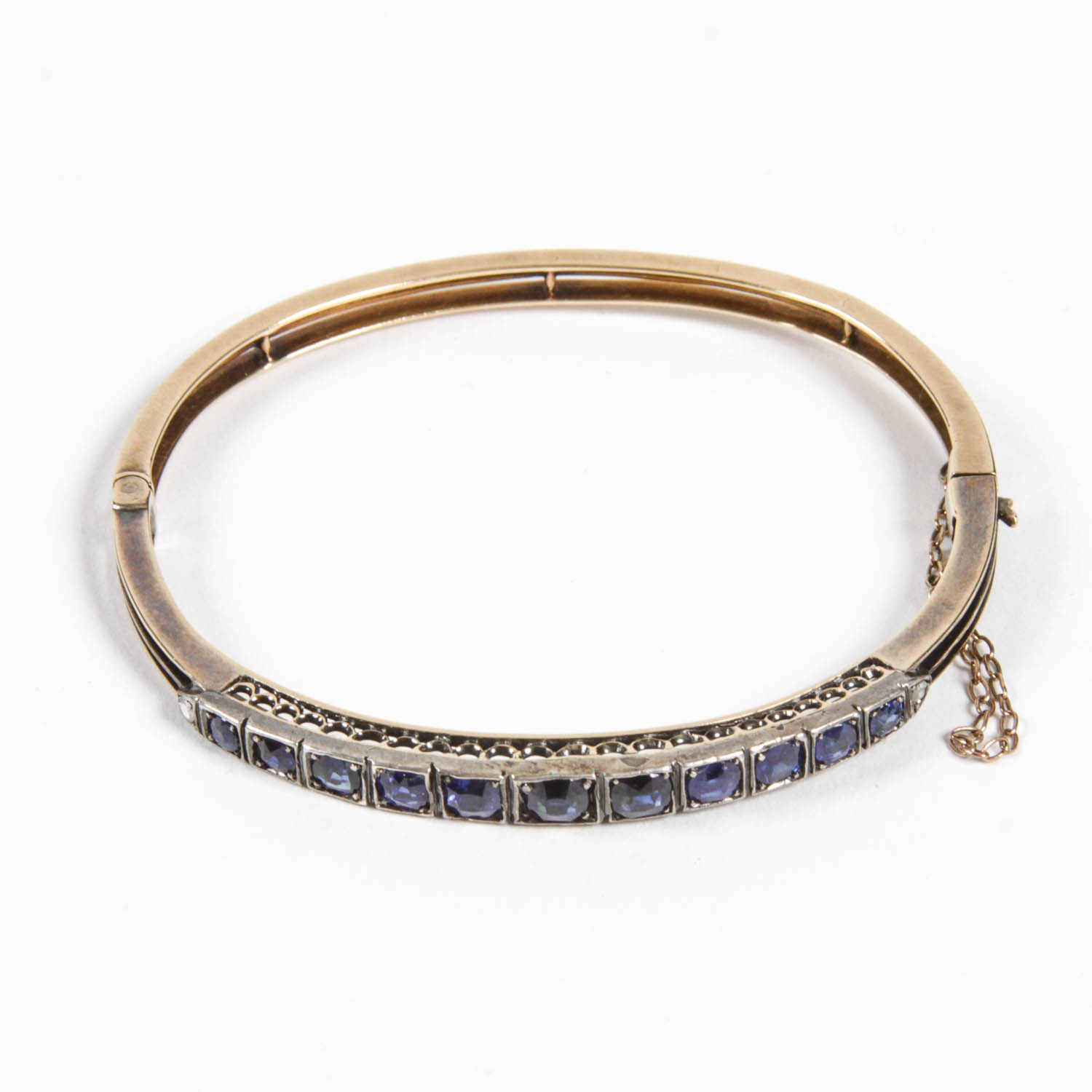 Sapphire and Diamond Hinged Bracelet