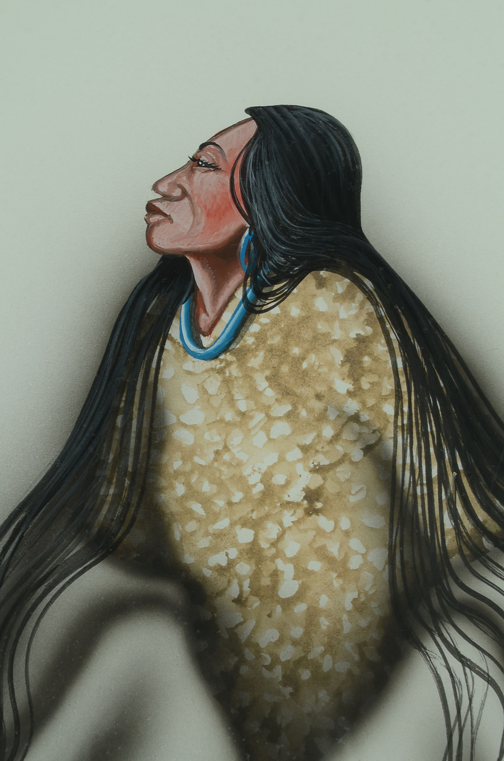 Original Gouache on Paper by Native American Artist Robert Redbird of The Kiowa Tribe