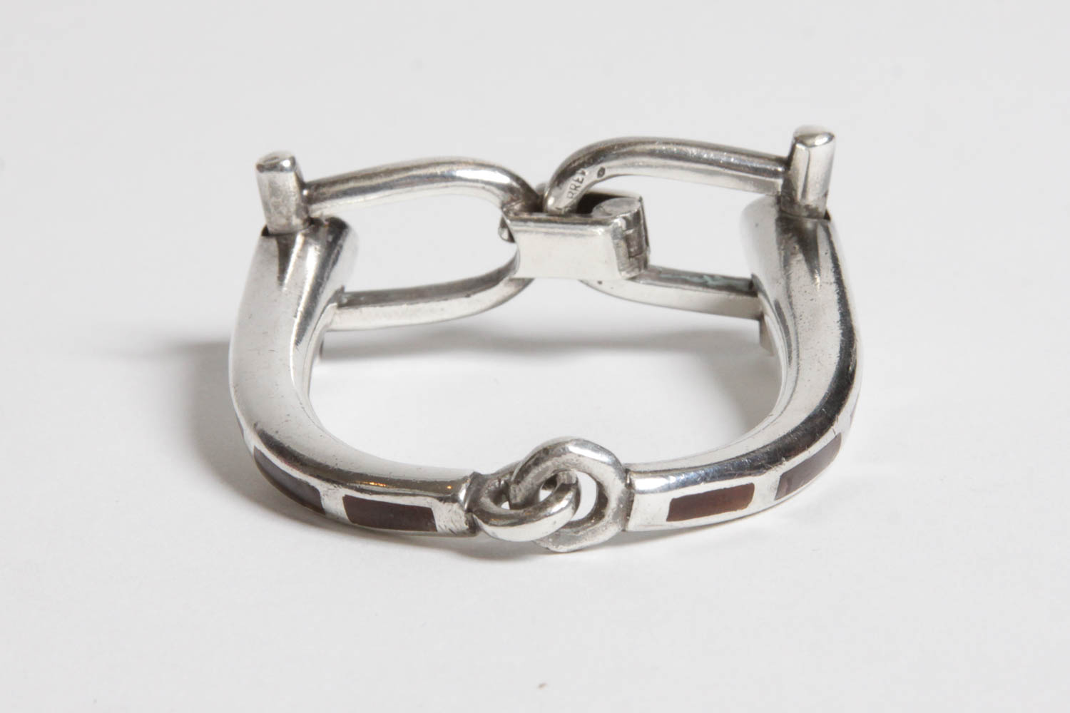 Gucci Sterling Silver and Stone Inlaid Horsebit Bracelet