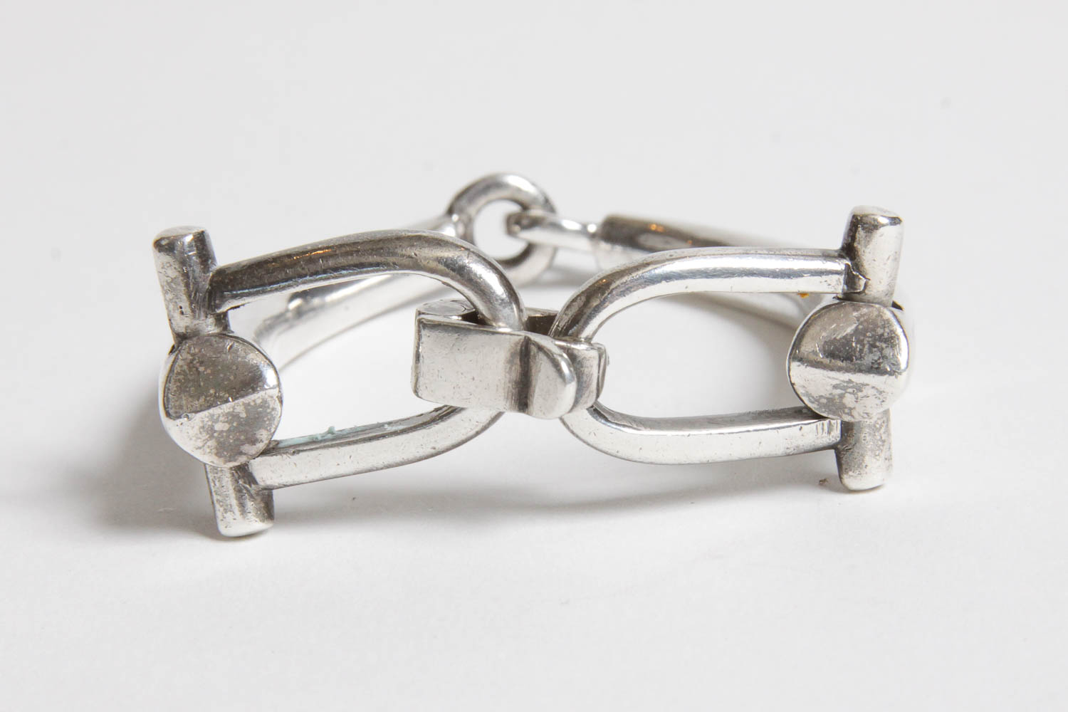 Gucci Sterling Silver and Stone Inlaid Horsebit Bracelet