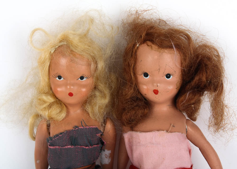 Vintage Nancy Ann Bisque Storybook Dolls with Painted Lashes