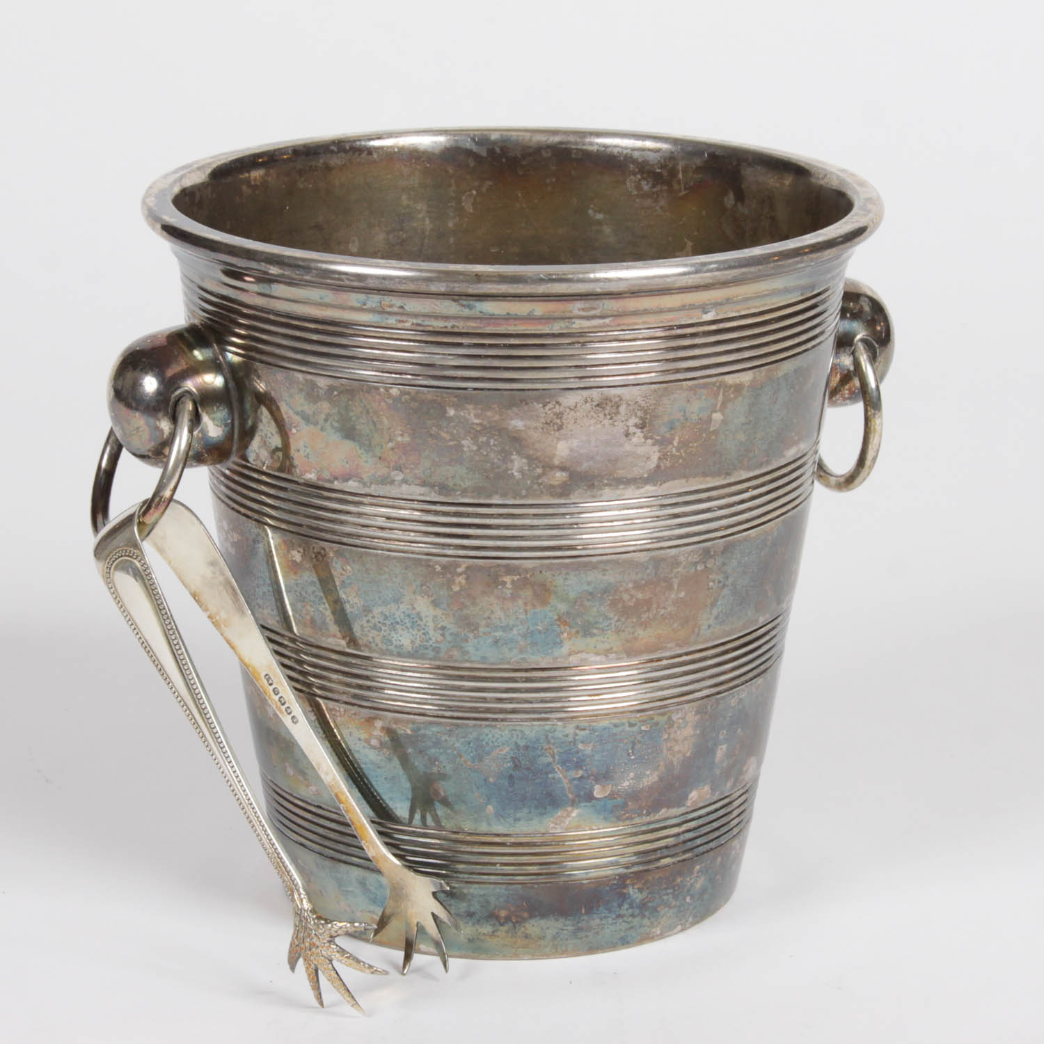 Walker & Hall Sheffield Silver Plate Ice Bucket with Tongs