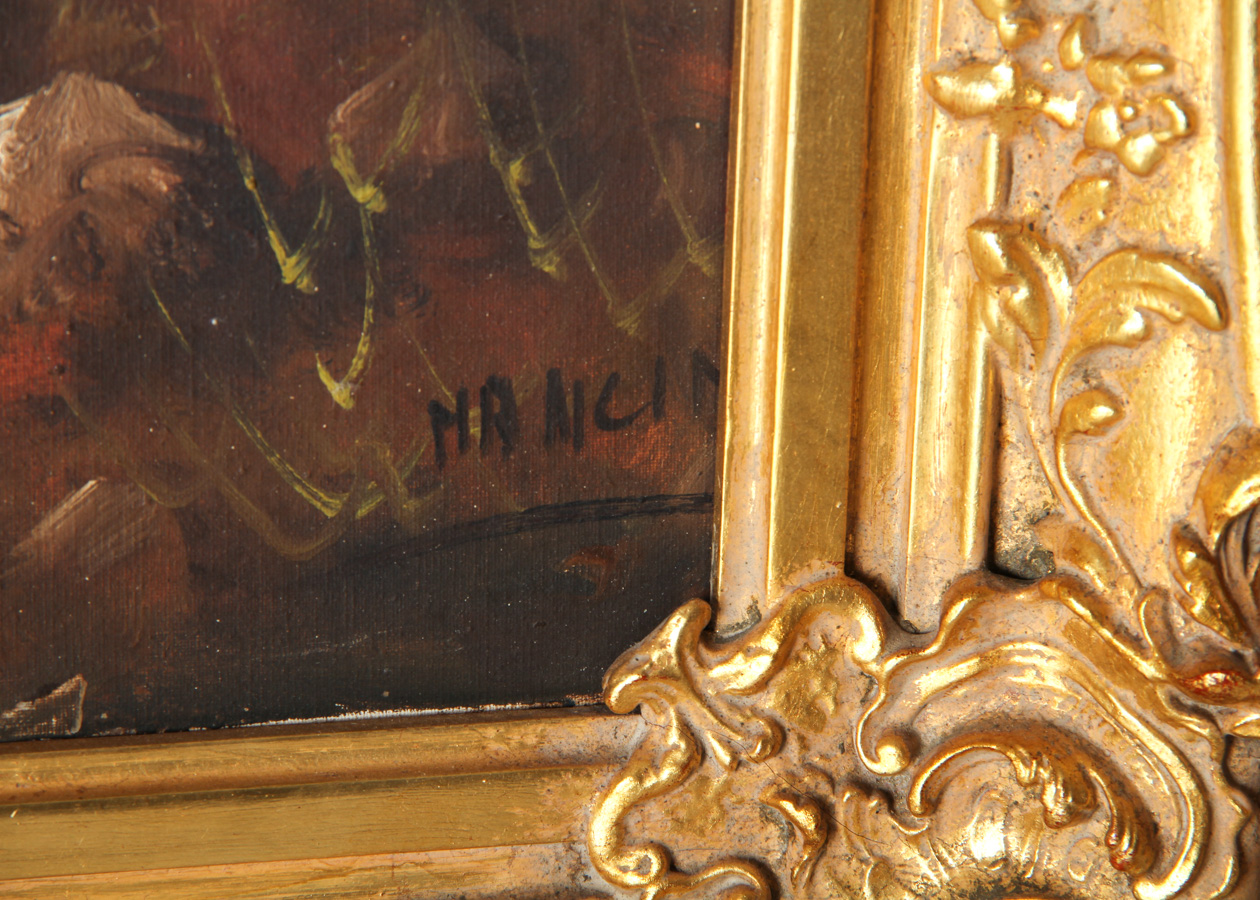 Original Carlo Mancini Italian Countryside Landscape Oil Painting