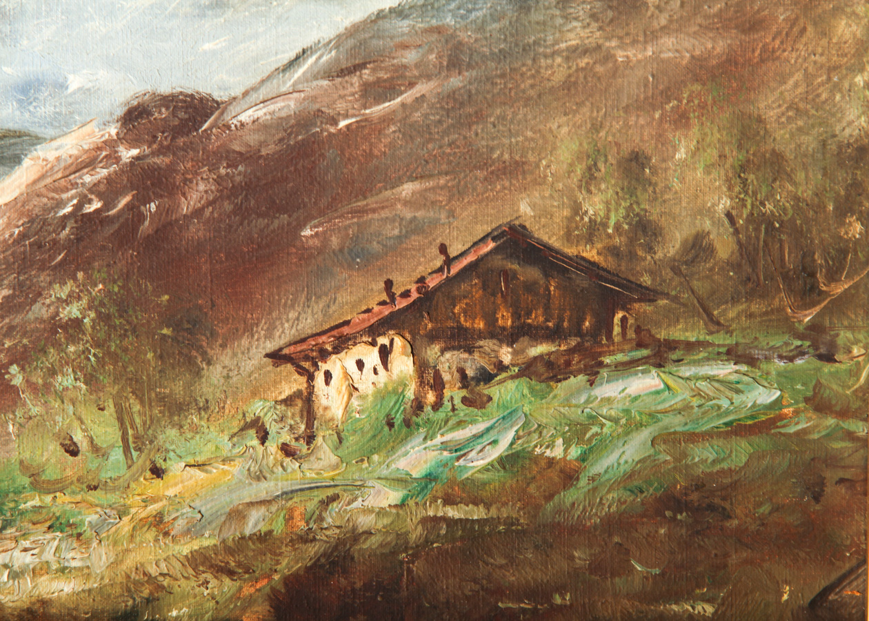 Original Carlo Mancini Italian Countryside Landscape Oil Painting