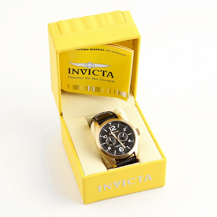 Invicta I-Force Men's Stainless Steel Wristwatch With Leather Band