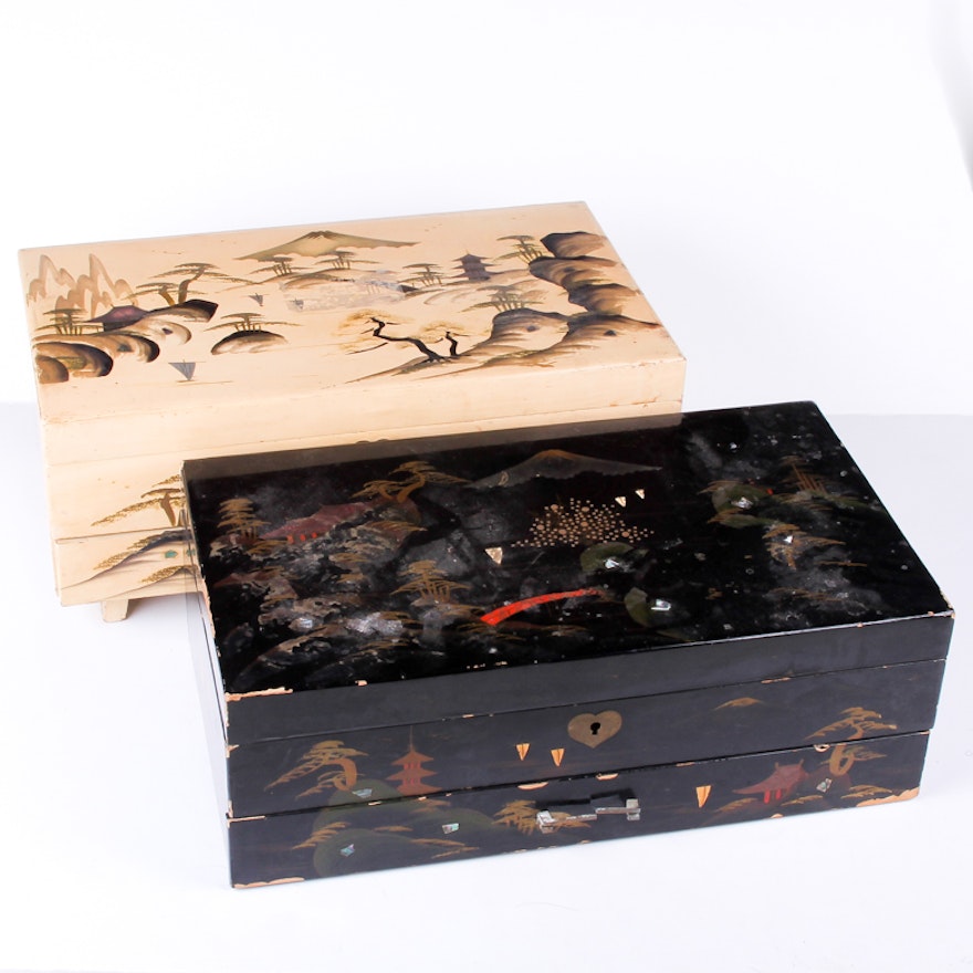 Hand-Painted Japanese Lacquered Jewelry Boxes