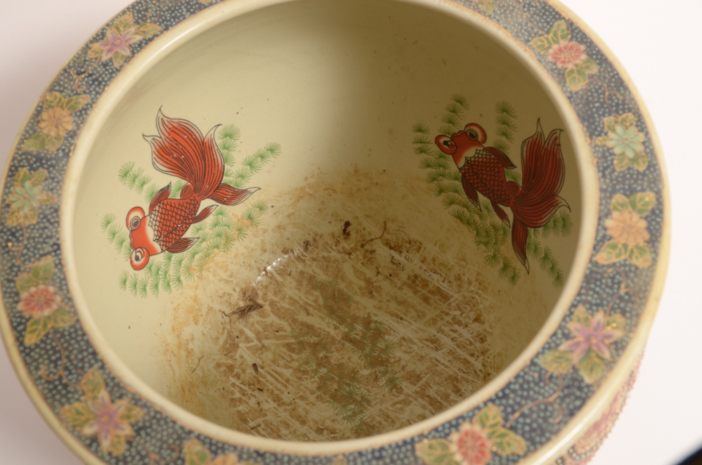 Chinese Style Decorative Planter with Goldfish