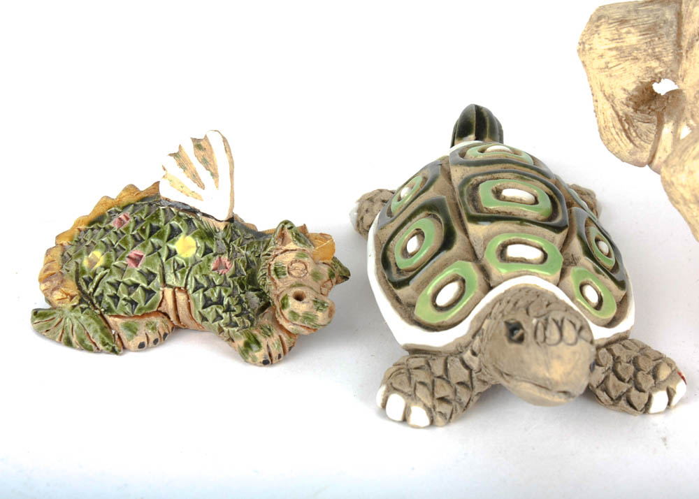 Artesania Rinconada Pottery Animal Figurines with Glazed Details