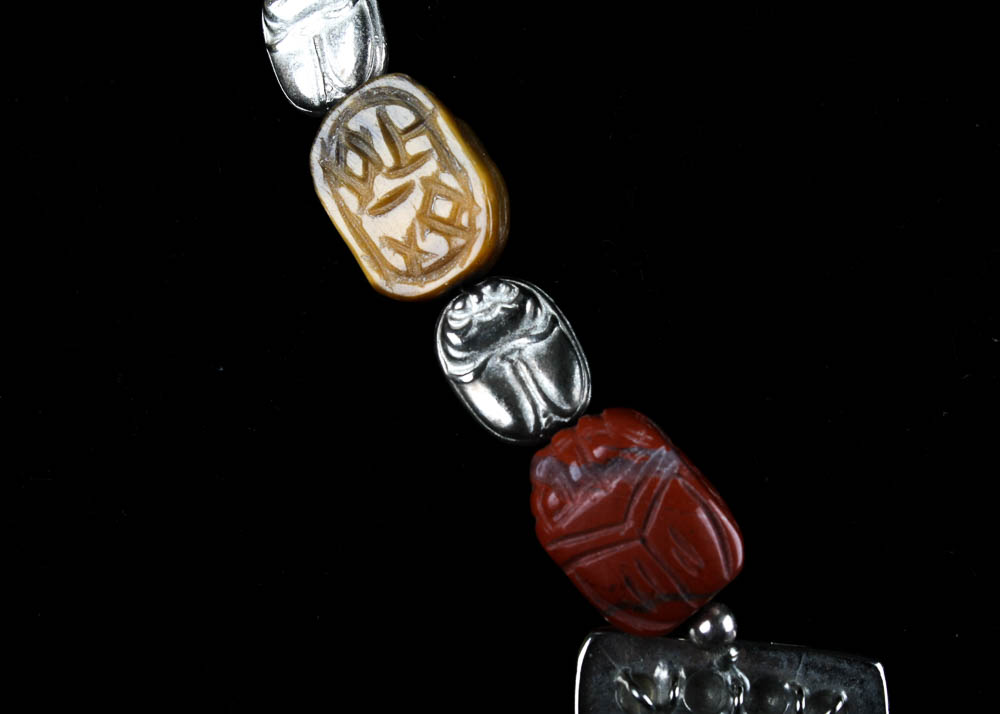 Carlton Ridge for Sutton Hoo Carved Stone and Sterling Scarab Necklace