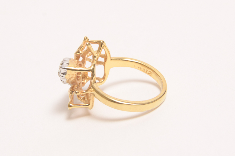 Gold Plated Bee Ring and Italian Dyadema Necklace