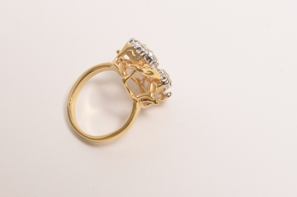 Gold Plated Bee Ring and Italian Dyadema Necklace