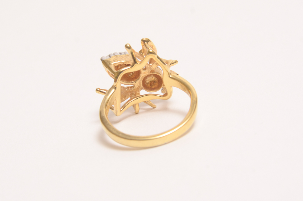 Gold Plated Bee Ring and Italian Dyadema Necklace