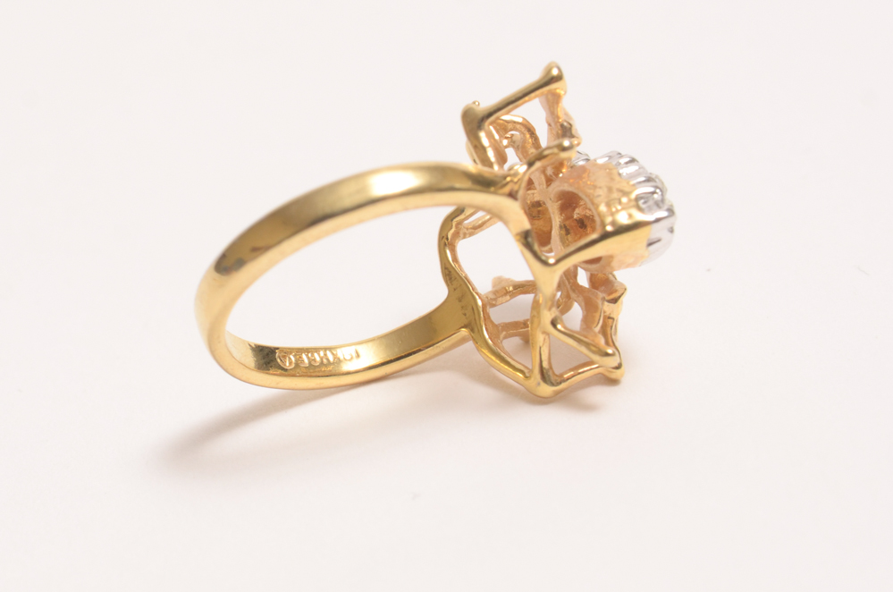 Gold Plated Bee Ring and Italian Dyadema Necklace