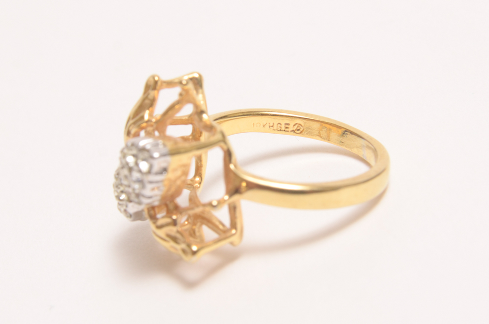 Gold Plated Bee Ring and Italian Dyadema Necklace