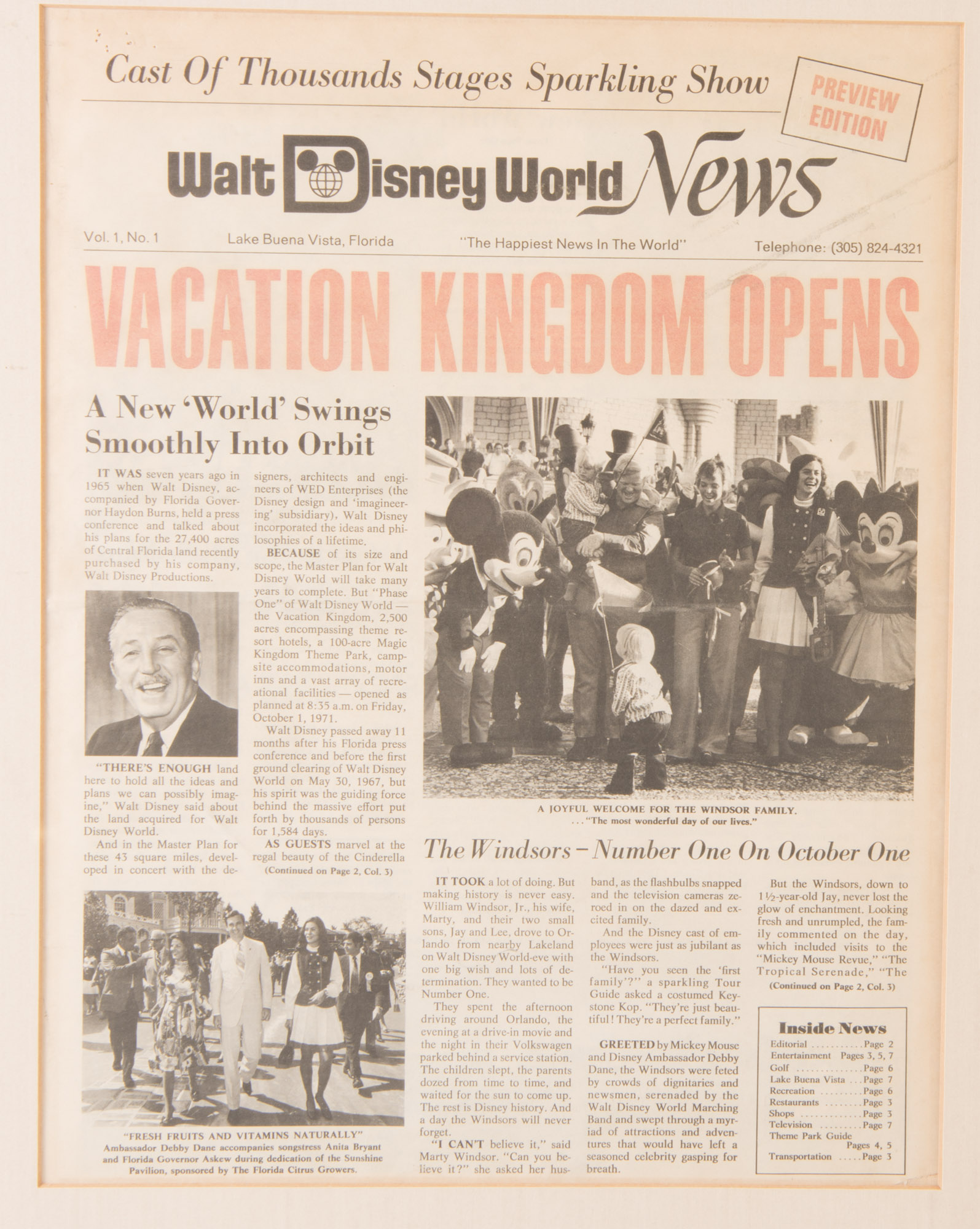 "Walt Disney World News" Framed Newspaper