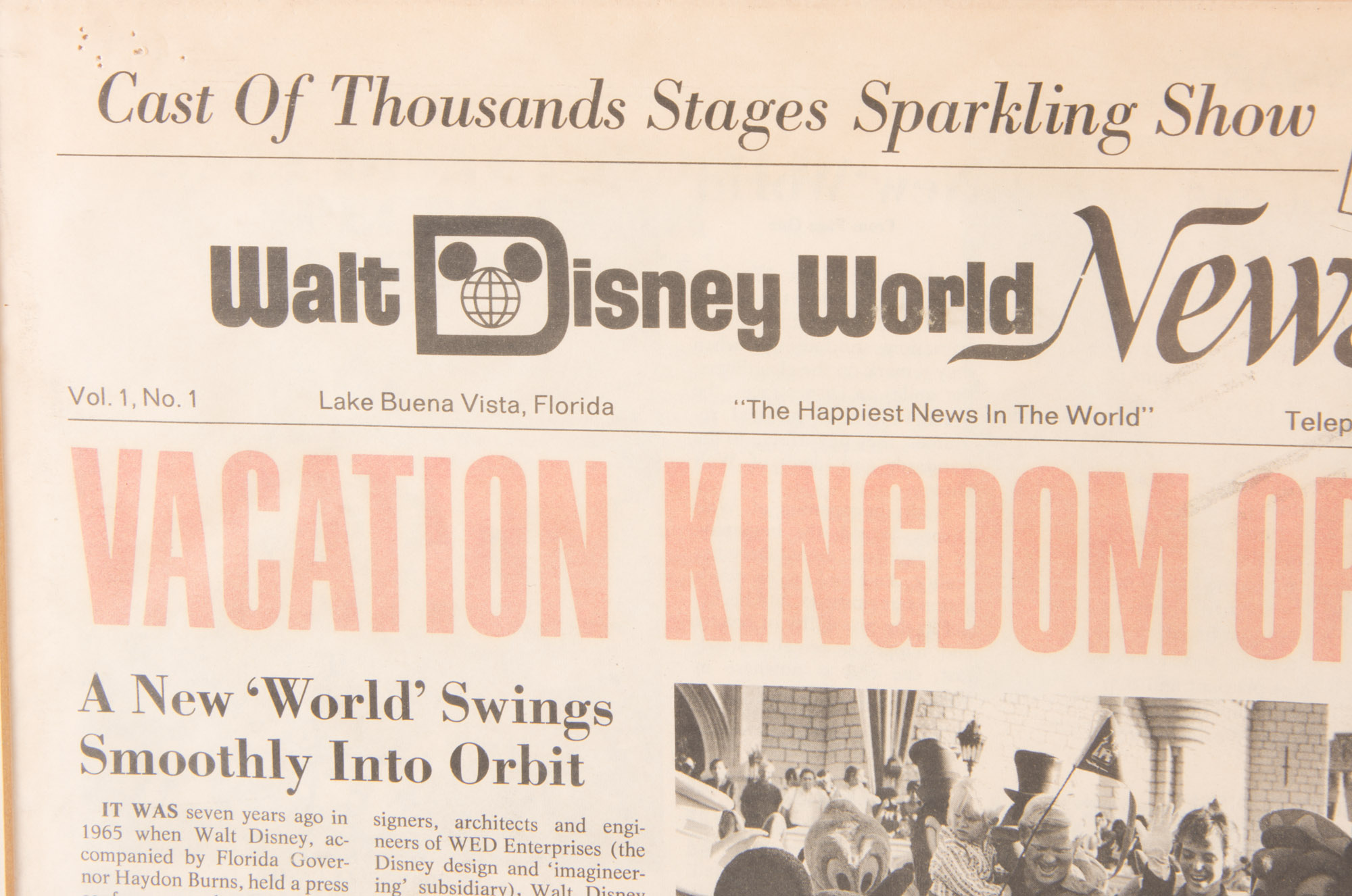 "Walt Disney World News" Framed Newspaper