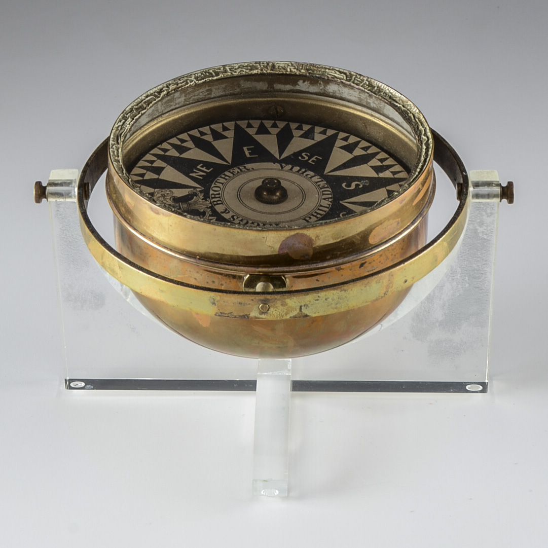 Antique Riggs & Brother Ship's Compass with FInger-Jointed Box