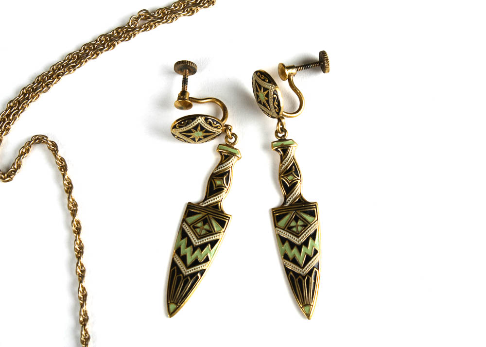 Gold Tone World Themed Jewelry