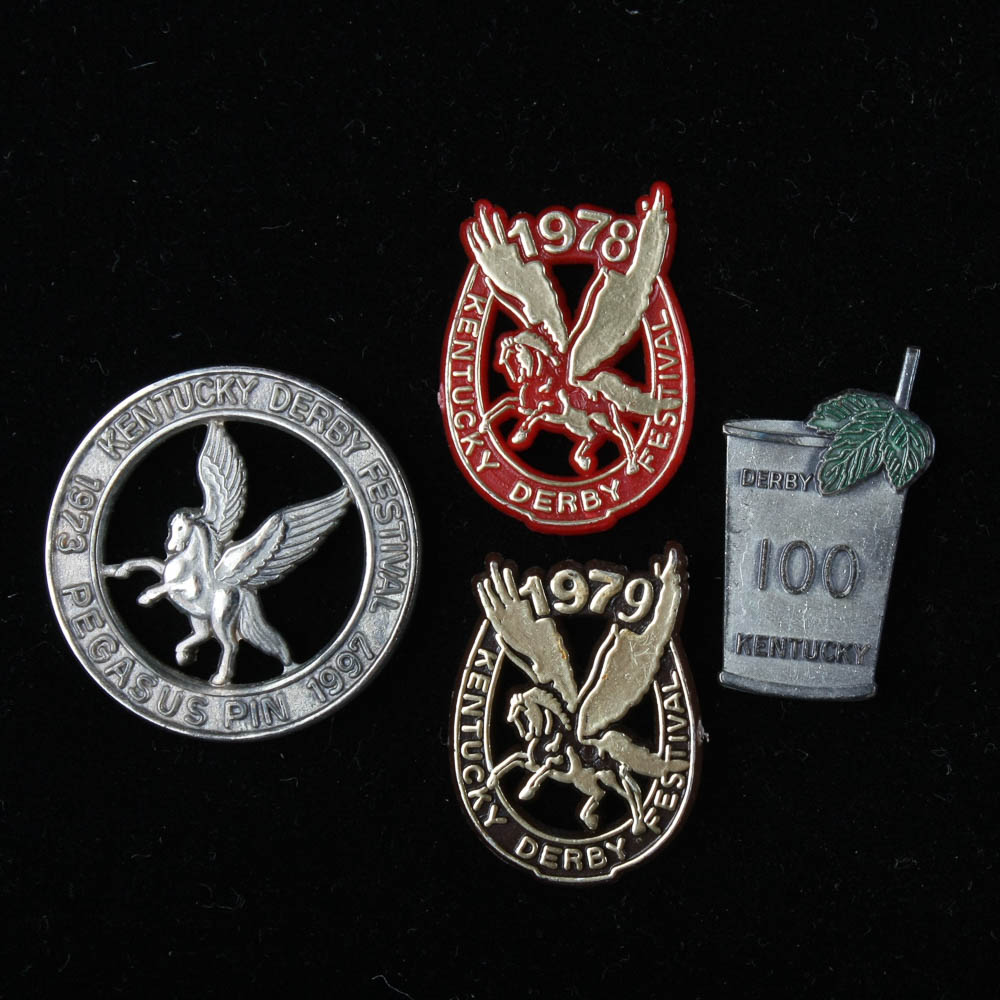 Vintage Metal and Plastic Kentucky Derby Pegasus Pins