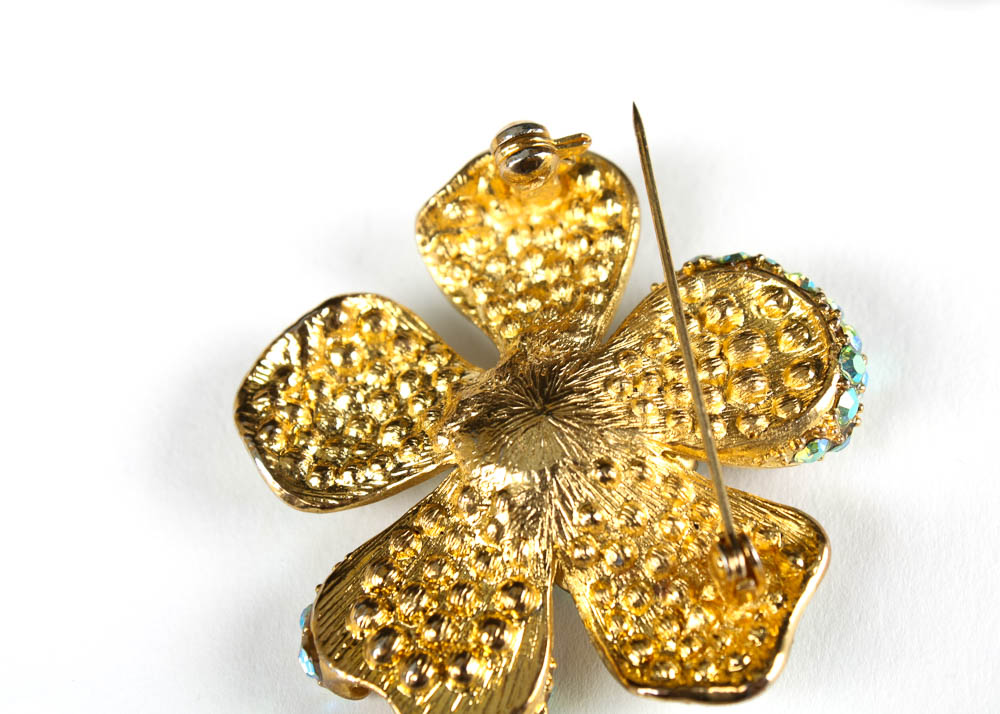 Collection of Vintage Brooches with Colored Stones