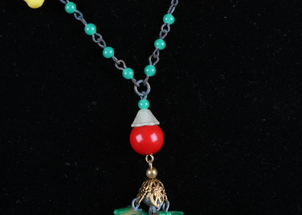 Vintage Glass Fruit Necklace and Earrings Set