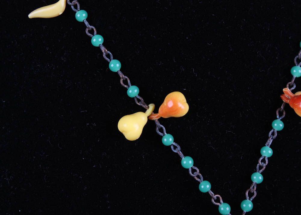Vintage Glass Fruit Necklace and Earrings Set