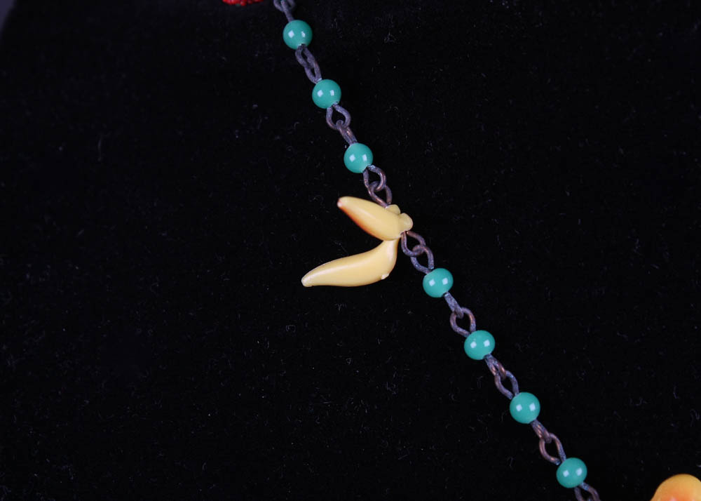 Vintage Glass Fruit Necklace and Earrings Set