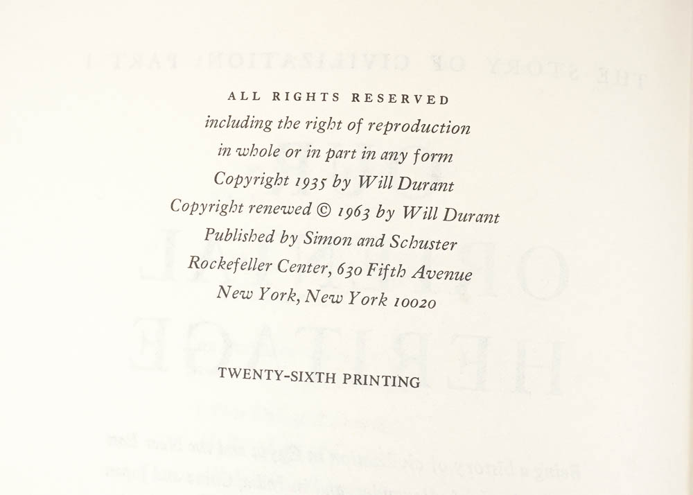 "The Story of Civilization" by Will Durant, Complete Set