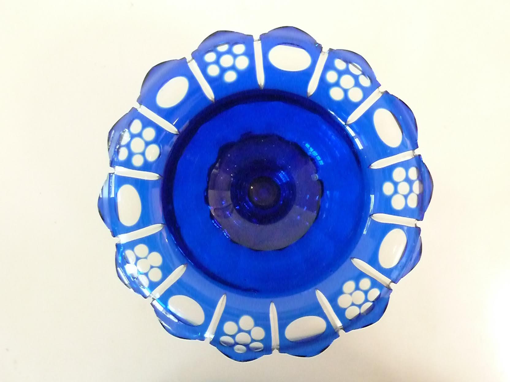 Cobalt Blue Bristol Glass Pedestal Compote