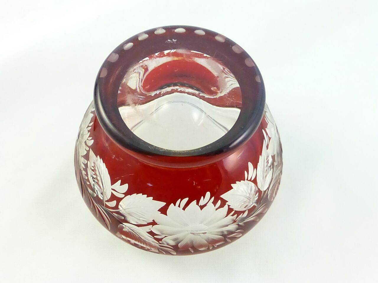Antique Ruby Glass Covered Candy Dish