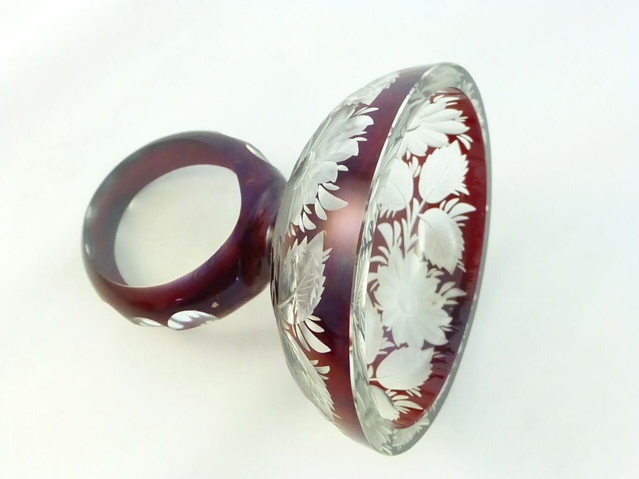 Antique Ruby Glass Covered Candy Dish