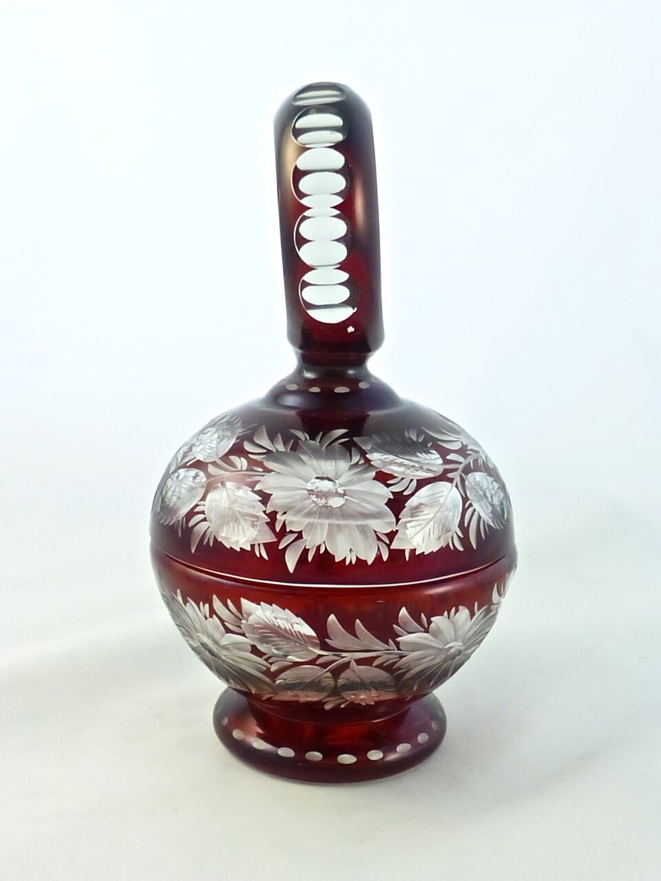 Antique Ruby Glass Covered Candy Dish